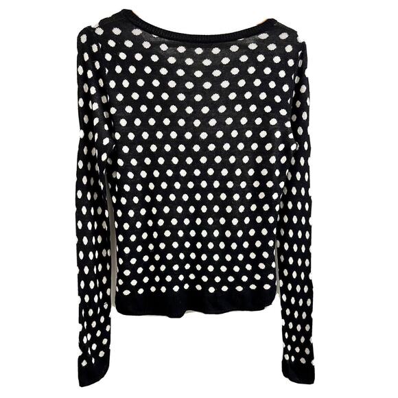 KENSIE Polka Dot Black/White Lightweight Sweater Sz Sm - Picture 2 of 5